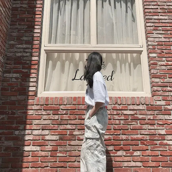 [BUNJANG] Washed Cargo Pants White / 워싱 카고 바지 화이트 밴딩