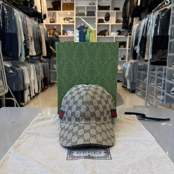 [BUNJANG] Gucci Web Detail Supreme Baseball Hat / 구찌 웹 디테일 슈프림 베이스볼 모자