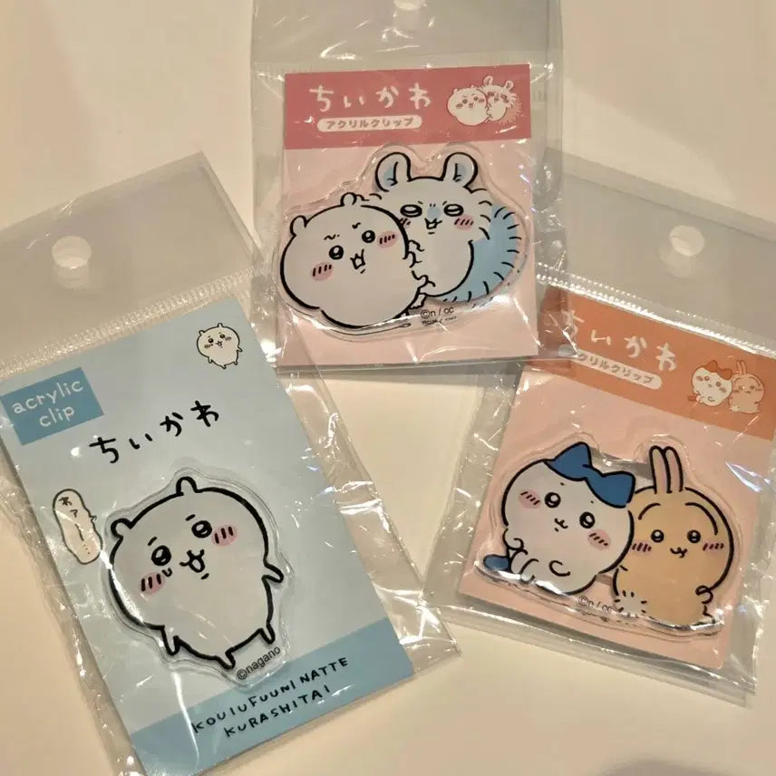 [BUNJANG] Chikawa Acrylic Clip Set (3 Types) / 일본 정식수입 치이카와 아크릴 집게 택1