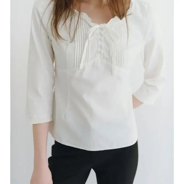 [BUNJANG] DERS Jane Cotton Frill Blouse Ivory / 더스(DERS)제인 코튼 프릴 블라우스