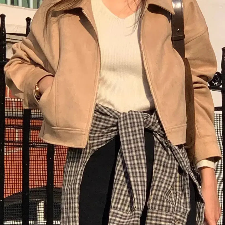 [BUNJANG] Benito Beige Suede Jacket (S) / 베니토 베이지 스웨이드 자켓(S)