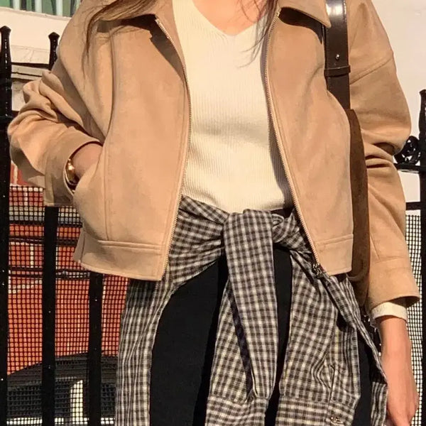 [BUNJANG] Benito Beige Suede Jacket (S) / 베니토 베이지 스웨이드 자켓(S)