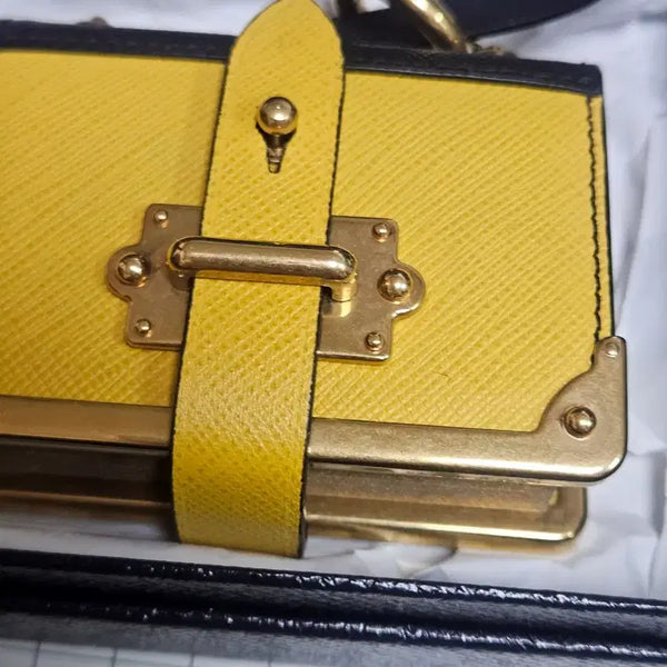 [BUNJANG] Prada Saffiano Mini Bag Yellow Notebook / 정품>프라다 사피아노 미니백 옐로우 수첩