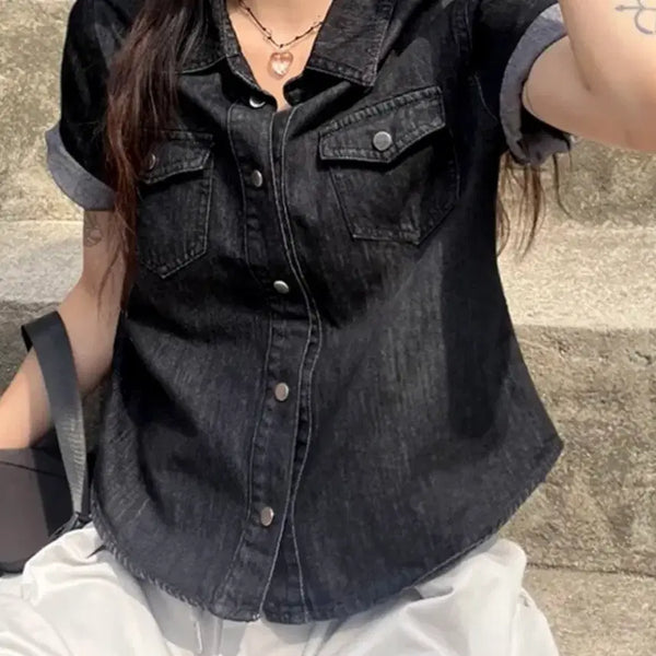 [BUNJANG] Denim Shirt Black / 데님 셔츠 블랙