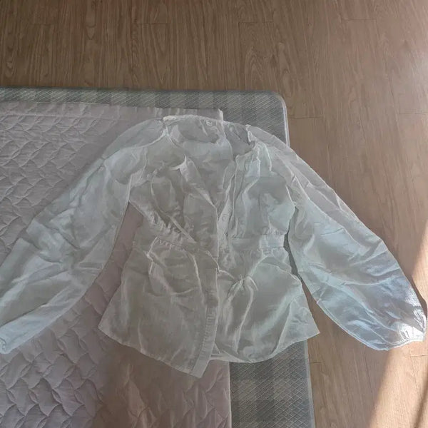 [BUNJANG] White See-Through Blouse / 화이트 시스루 블라우스