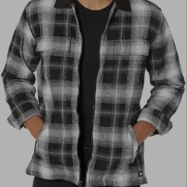[BUNJANG] Quiksilver Check Pattern Men's Semi-Oversized Zip-Up Jacket / 퀵실버 체크패턴 남성 세미오버핏 95~100 집업자켓