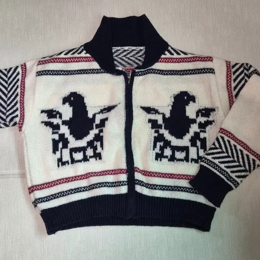 [BUNJANG] Nordic Pattern Zip-Up Cardigan / 노르딕 패턴 집업 가디건