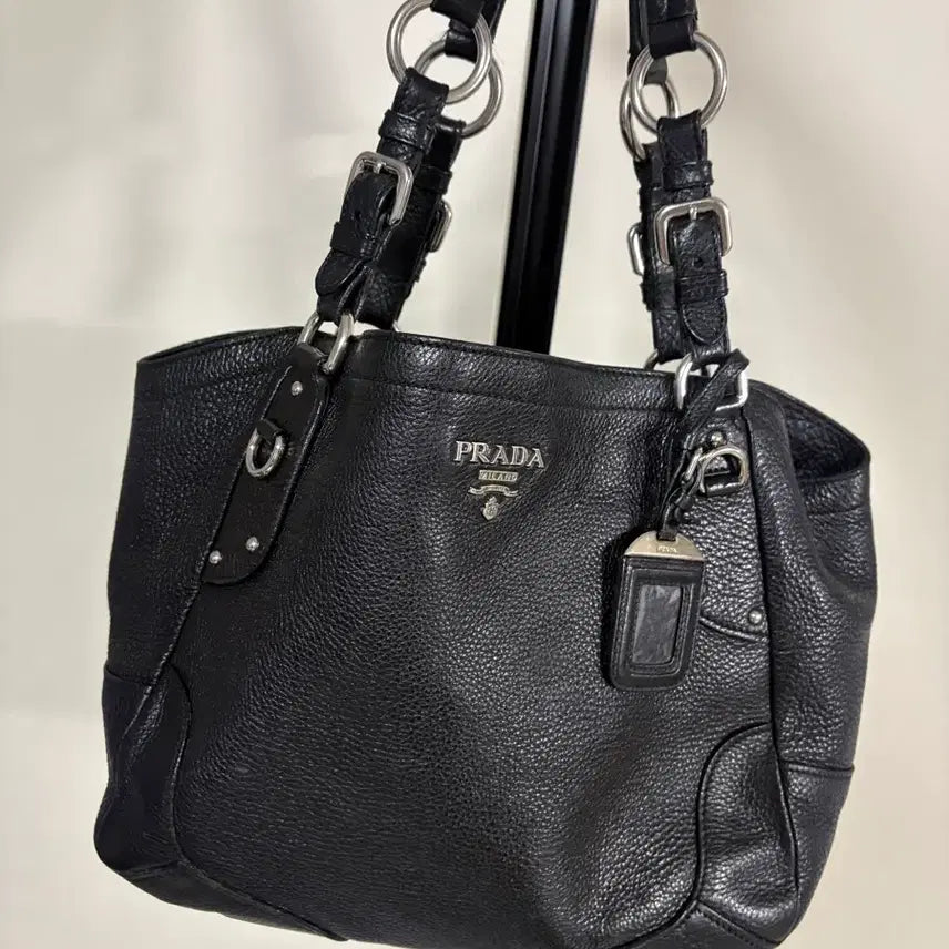 [BUNJANG] Prada Black Leather Shoulder Bag / 프라다 블랙 레더 숄더백