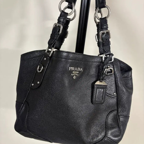 [BUNJANG] Prada Black Leather Shoulder Bag / 프라다 블랙 레더 숄더백