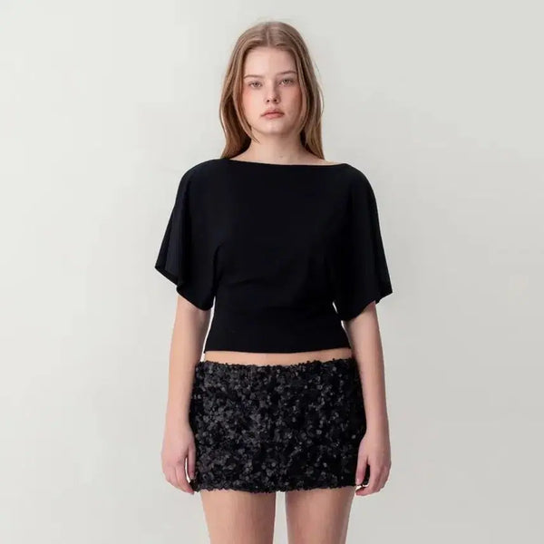 [BUNJANG] GLOWNY Core Half Tee Black / 글로니 코어 하프티 블랙