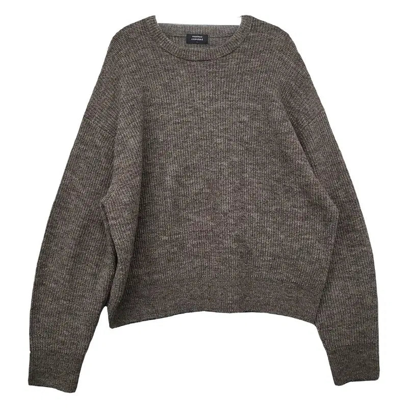 [BUNJANG] Musinsa Standard Brown Polyester Basic Crewneck Knit L / 무신사스탠다드 브라운 폴리에스터 베이직 크루넥 니트 L