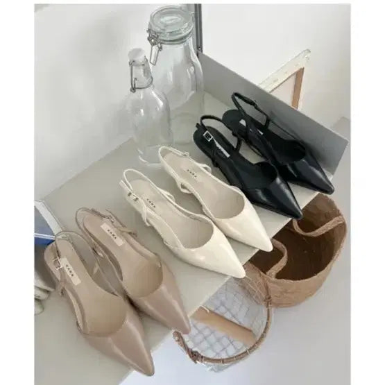 [BUNJANG] Kitten Hill Slingback Flat Heel Shoes / 키튼힐 슬링백 플랫 힐 구두 하객룩 봄 졸업식 개강룩 드뮤어룩 결혼식 정장 면접 데이트룩 스틸레토 3cm