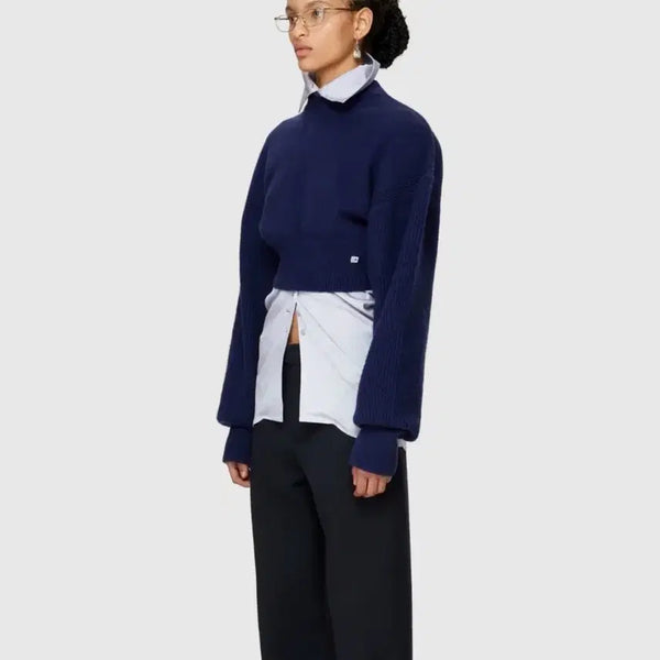 [BUNJANG] Low Classic Back Point Crop Knit Top - Violet / (새상품)로우클래식 백 포인트 크롭 니트 비이올렛