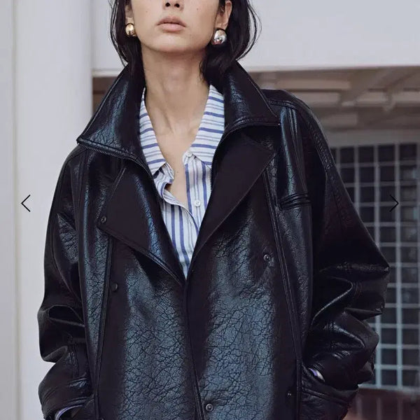 [BUNJANG] Banlo Double Snap Button Fox Leather Jumper / 반로에 더블스냅버튼 폭스레더점퍼
