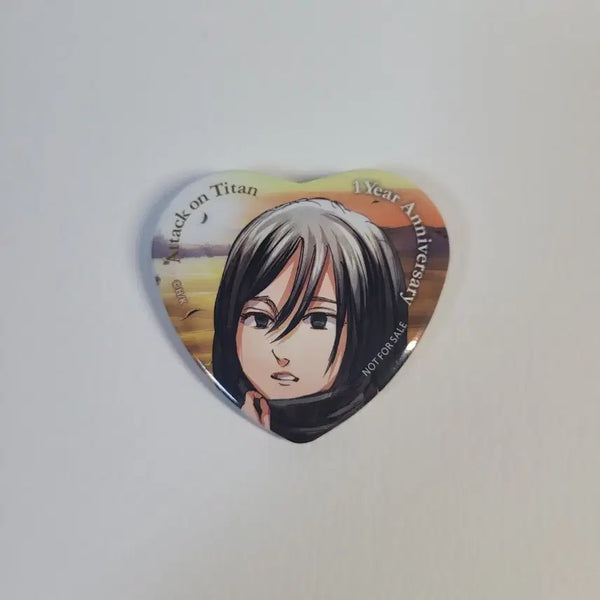 [BUNJANG] Attack on Titan Mikasa Ackerman Heart Shape Can Badge / 진격거 미카사 아커만 하트 모양 캔뱃지
