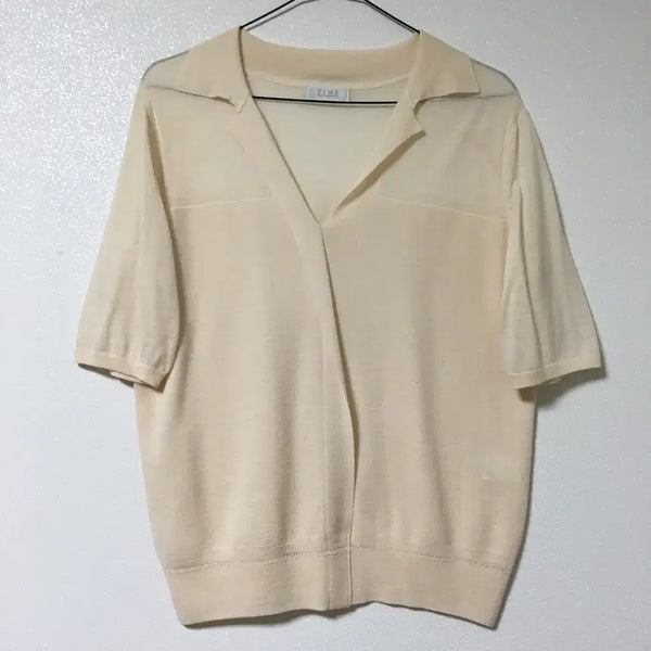 [BUNJANG] TIME Open Collar Knit Top / TIME 타임 오픈카라 니트 탑