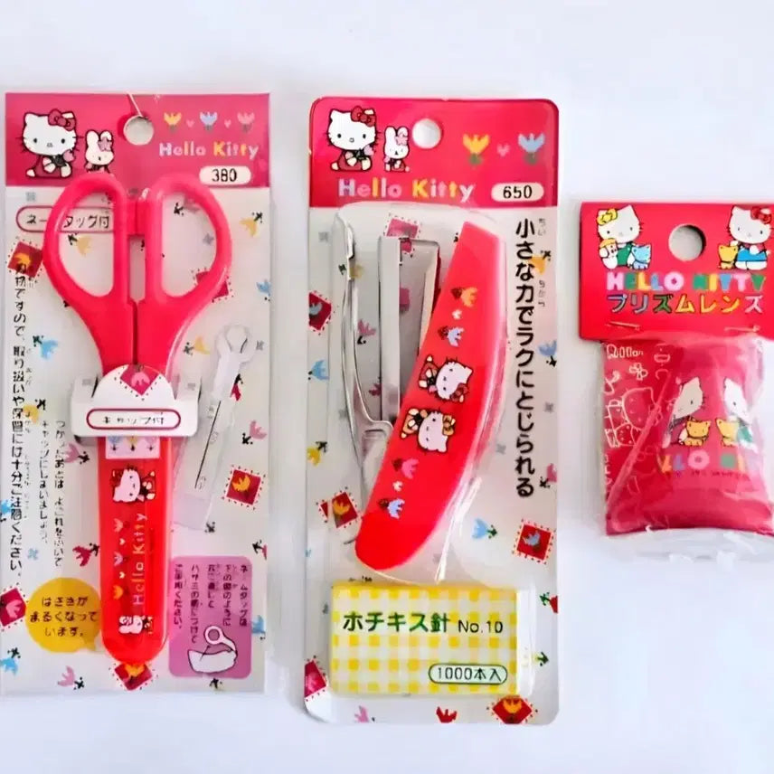 [BUNJANG] Sanrio Hello Kitty Stationery 3-Piece Set / 키티 캐시 문구 3종세트, 카오하나 키티 가위, 키티미미 스탬플러
