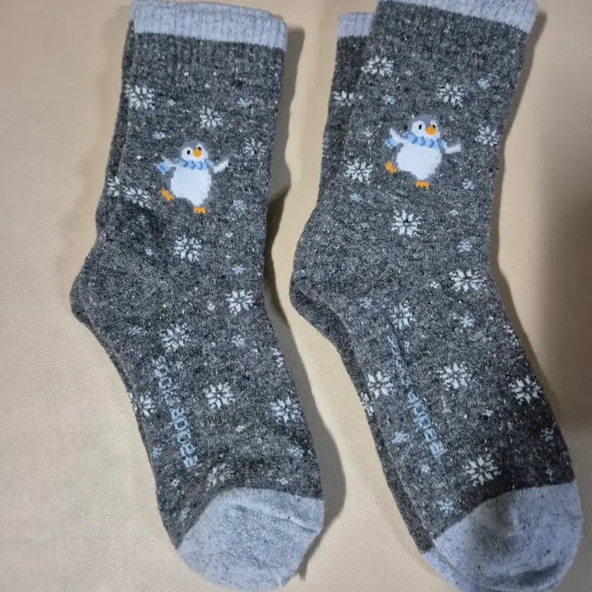 [BUNJANG] Socks Appeal Wool Blend Penguin Socks - Grey / 삭스어필 울양말 펭귄 그레이