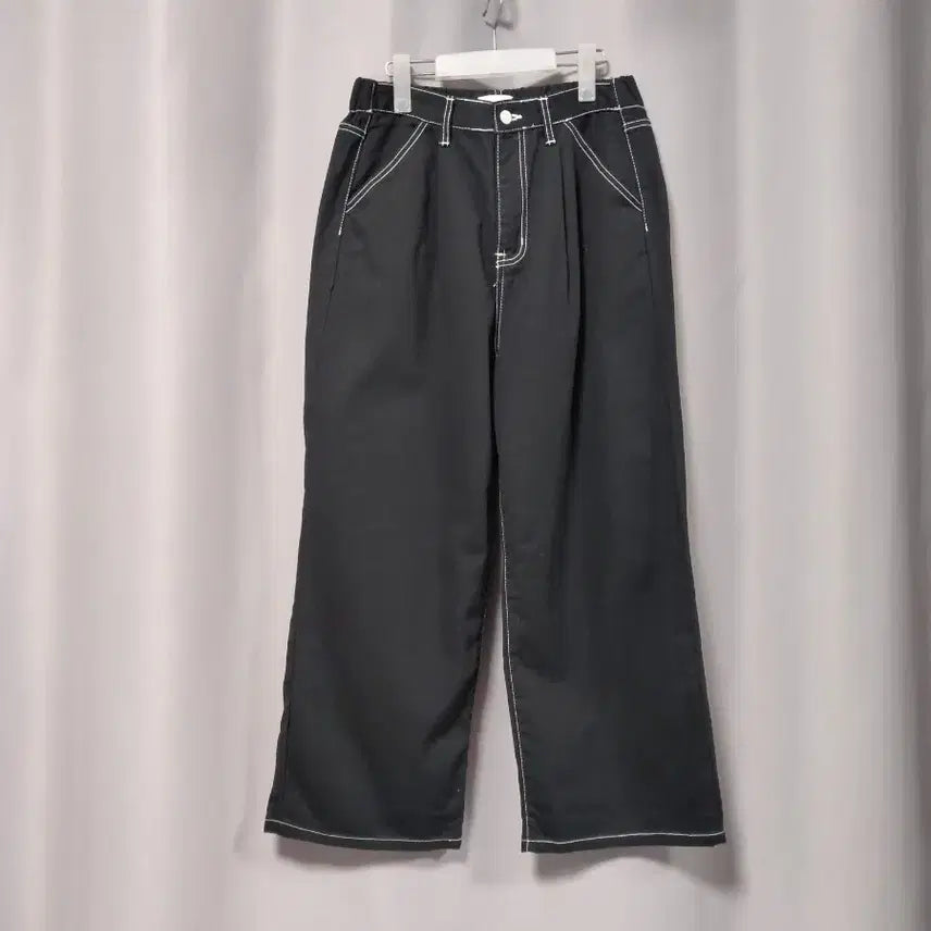 [BUNJANG] Stitch Wide Cotton Pants / 스티치 와이드 면바지