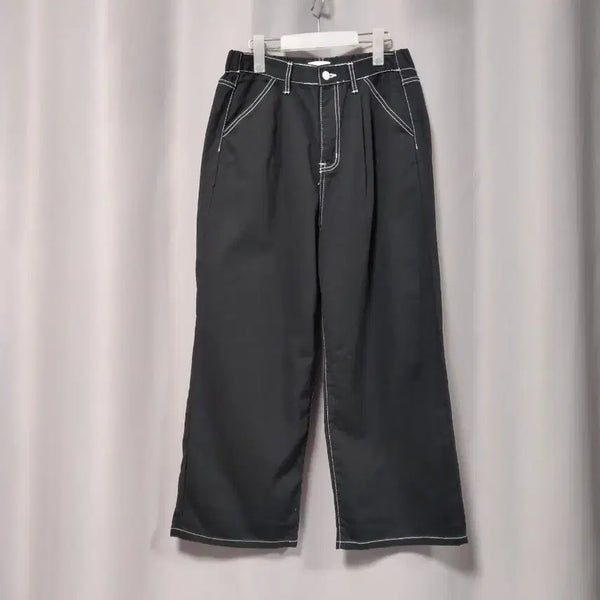 [BUNJANG] Stitch Wide Cotton Pants / 스티치 와이드 면바지