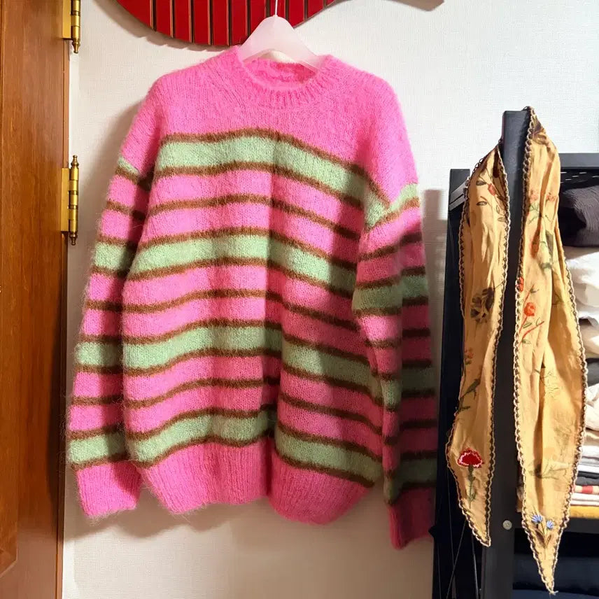 [BUNJANG] Mohair Striped Knit Sweater / 모헤어 단가라 니트