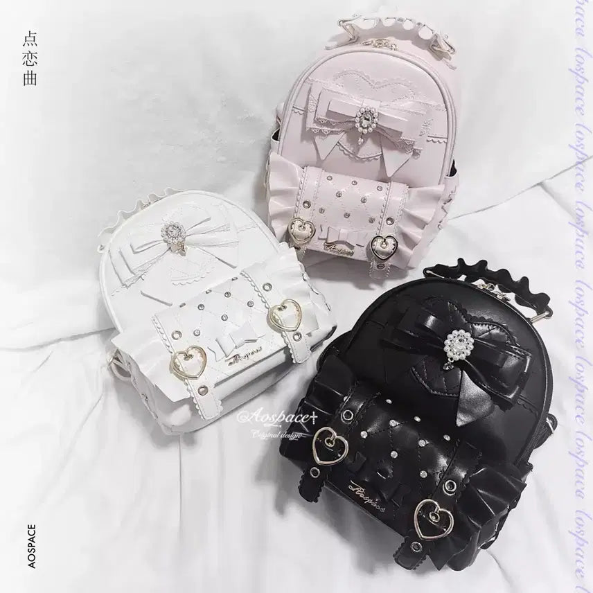 [BUNJANG] AOSpace Small Heart Frill Backpack / 결핍산소 우주 AOSpace 하트 프릴 소형 백팩 가방