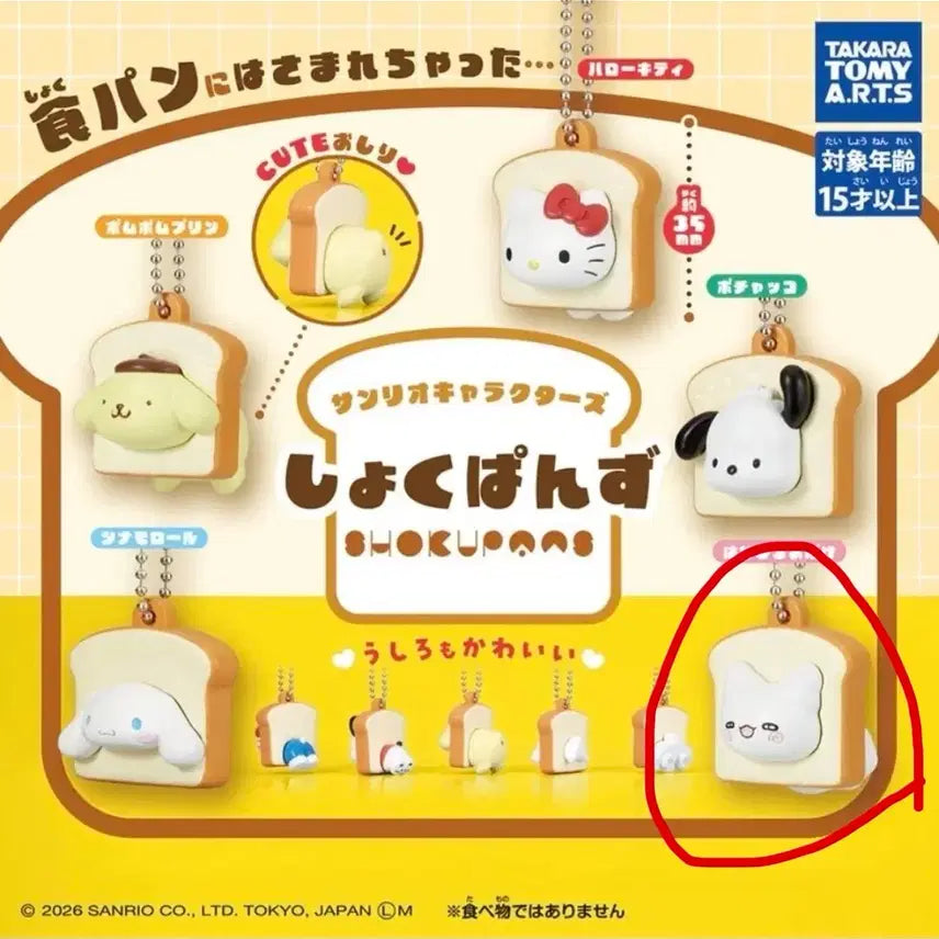 [BUNJANG] Sanrio Characters Bread Mascot Gacha Hanamaru / 산리오 캐릭터즈 식빵 마스코트 가챠 하나마루