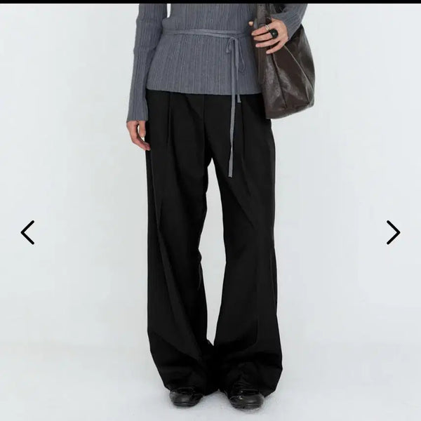[BUNJANG] Mongdol One-Tuck Wide Slacks - Black (Size S) / (택o새상품)몽돌 원턱 와이드 슬랙스 블랙 S