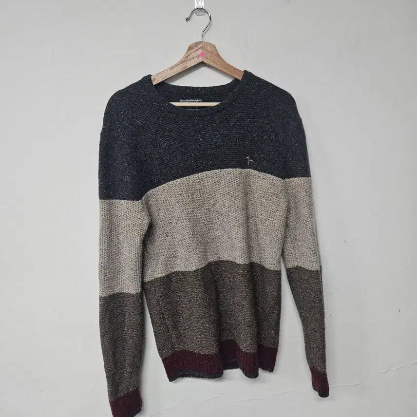 [BUNJANG] Hazzys Colorblock Knit Sweater / 헤지스 배색 니트