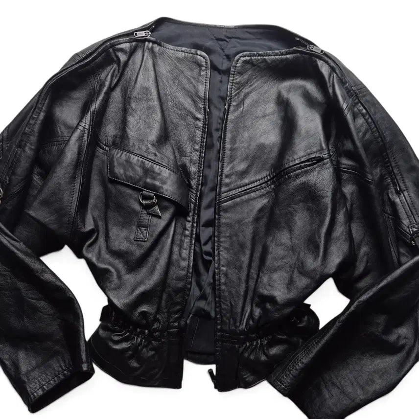 [BUNJANG] Vintage Real Leather Batwing Jacket (M) / [M] 빈티지 여성 리얼레더 자켓