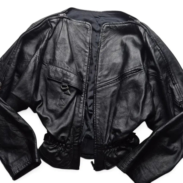 [BUNJANG] Vintage Real Leather Batwing Jacket (M) / [M] 빈티지 여성 리얼레더 자켓