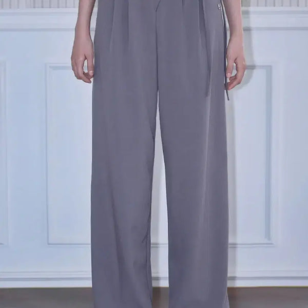 [BUNJANG] RosyFrantz Pintuck Strap Wide Slacks - Charcoal / (새제품, 택O) 로제프란츠 차콜 슬랙스