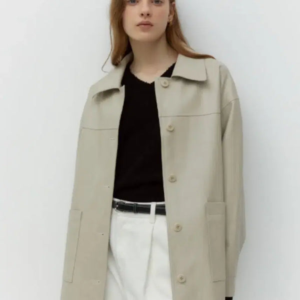 [BUNJANG] Depound Leather Jacket Beige / 드파운드 레더 자켓(새상품)정가 328,000원
