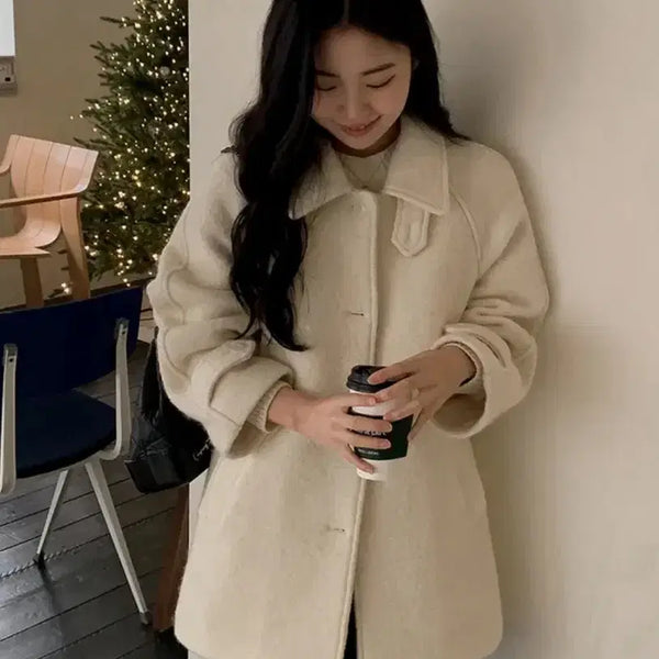 [BUNJANG] Shopperland Wool Blend Boucle Half Coat / 쇼퍼랜드 울코트 부클코트 하프코트