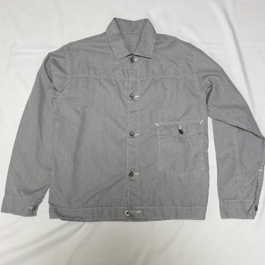 [BUNJANG] POST OVERALLS Striped Cotton Jacket / POST OVERALLS 스트라이프 코튼 자켓
