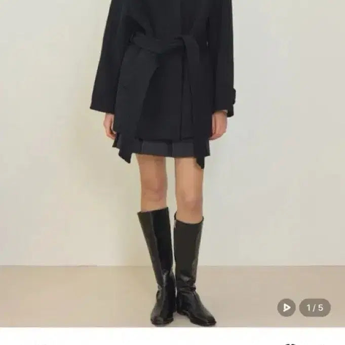 [BUNJANG] Nonlocal Raglan Belted Wool Half Coat - Black / 논로컬 래글런 벨티드 울 하프 코트 블랙
