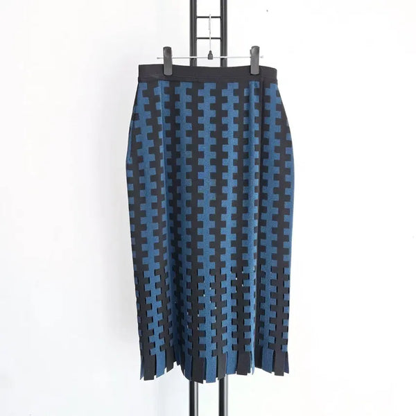 [BUNJANG] The Izzat Lattice Pattern Knit Skirt / 정품 더아이작 THE IZZAT 격자패턴 니트 스커트