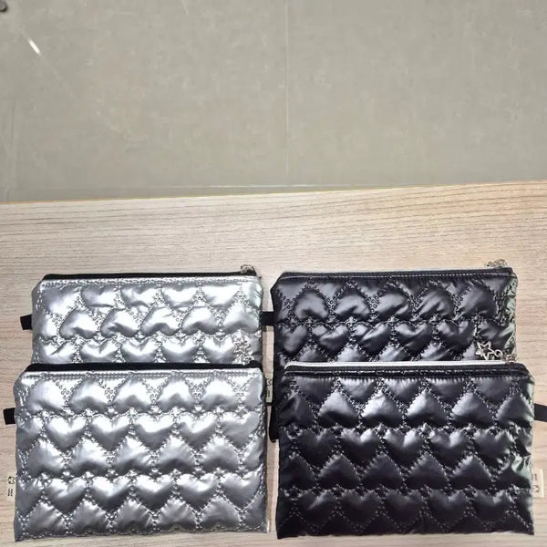 [BUNJANG] Heart Quilted Square Pouch / 하트누빔 사각파우치