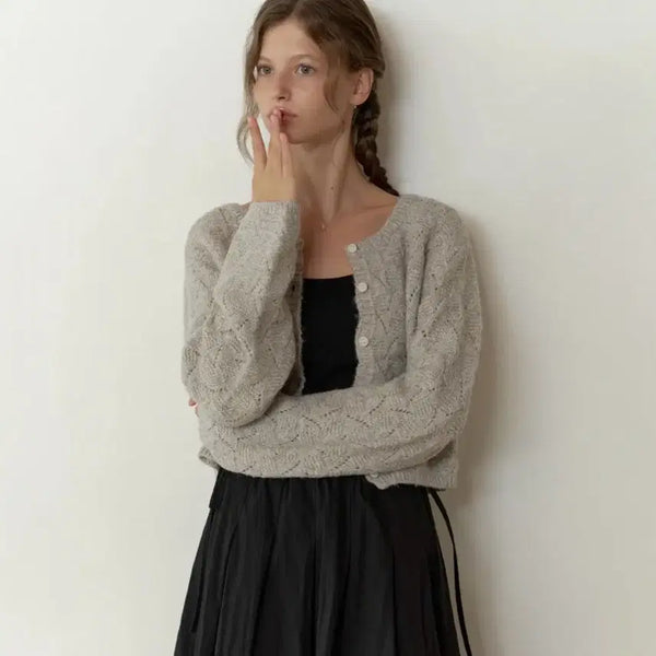 [BUNJANG] Riel Nova Knit Cardigan (Gray) / 리엘 Nova knit cardigan (gray)