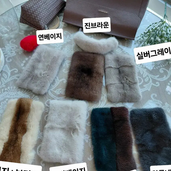 [BUNJANG] Natural Mink Bag Strap Solid Color Colorblock Cover / 천연 밍크 가방끈  단색  배색 카바