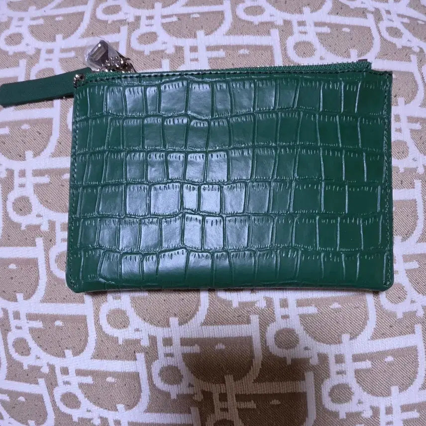 [BUNJANG] Luxury Crocodile Leather Mini Pouch - Green / 미니 파우치 소가죽 그린