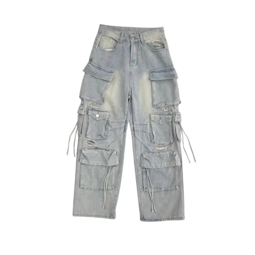 [BUNJANG] Vintage Multi-Pocket Cargo Denim Pants / Vintage 빈티지 멀티 포켓 카고 데님 팬츠