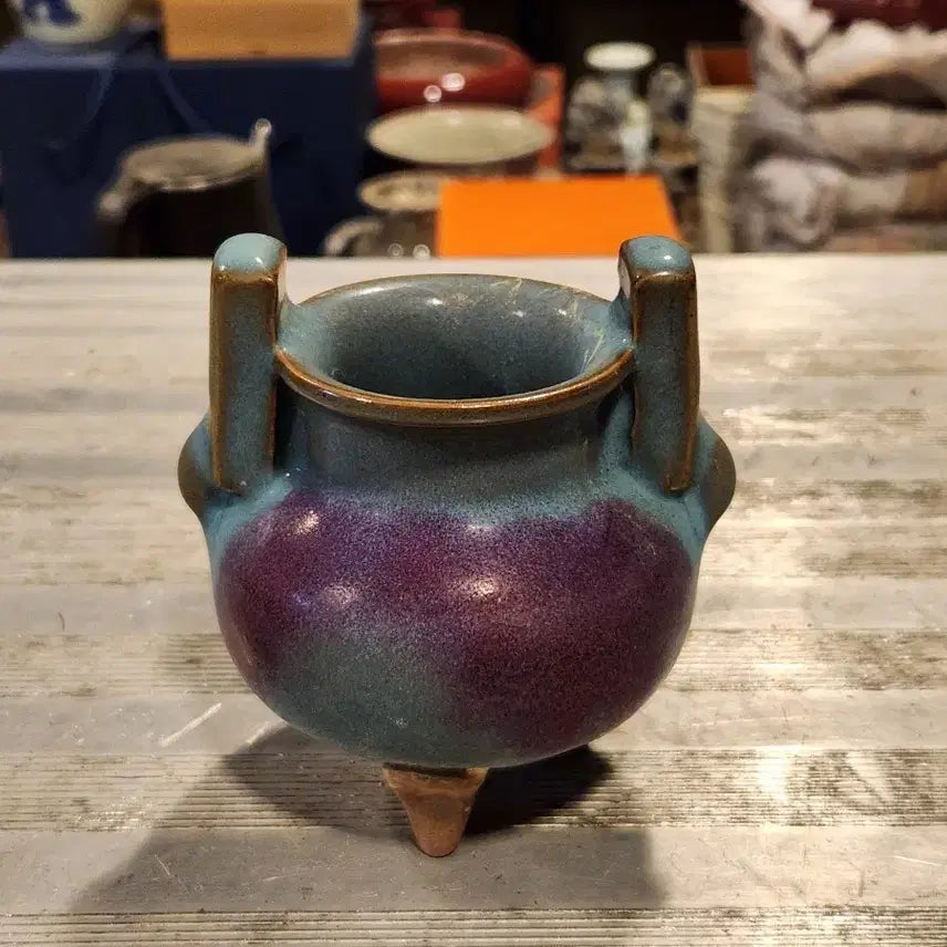 [BUNJANG] Jun Ware Incense Burner with Beautiful Glaze Variation / 중국도자기 요변좋은 균요향로