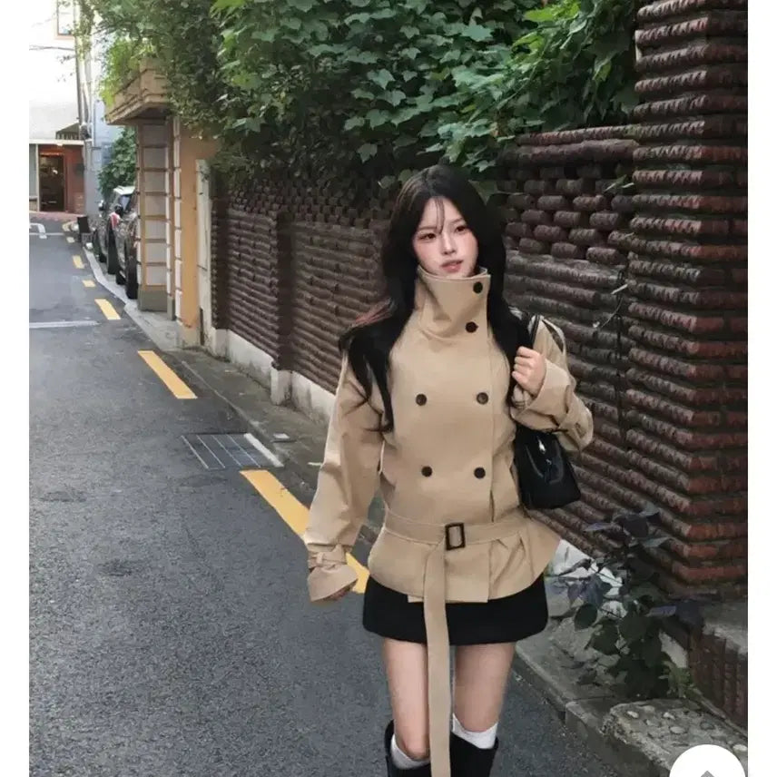 [BUNJANG] Beige Half Trench Coat / 하프 트렌치코트