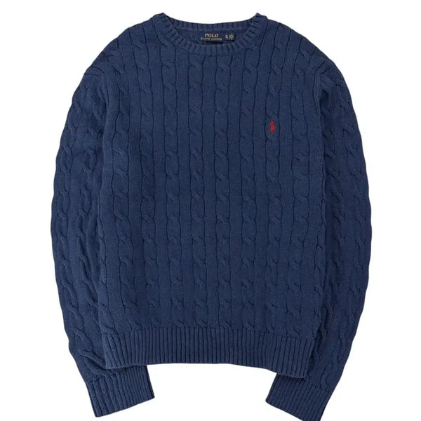 [BUNJANG] Polo Cable Knit Dark Blue / 폴로 케이블 꽈배기 니트 다크블루 (XL/110까지)