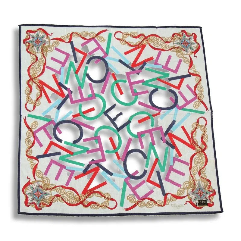 [BUNJANG] Celine 100% Cotton Logo Pattern Twilly Scarf (Unused) / 셀린느 (WOMEN - F) [미사용품] 코튼 100% 로고 패턴 쁘띠 스카프