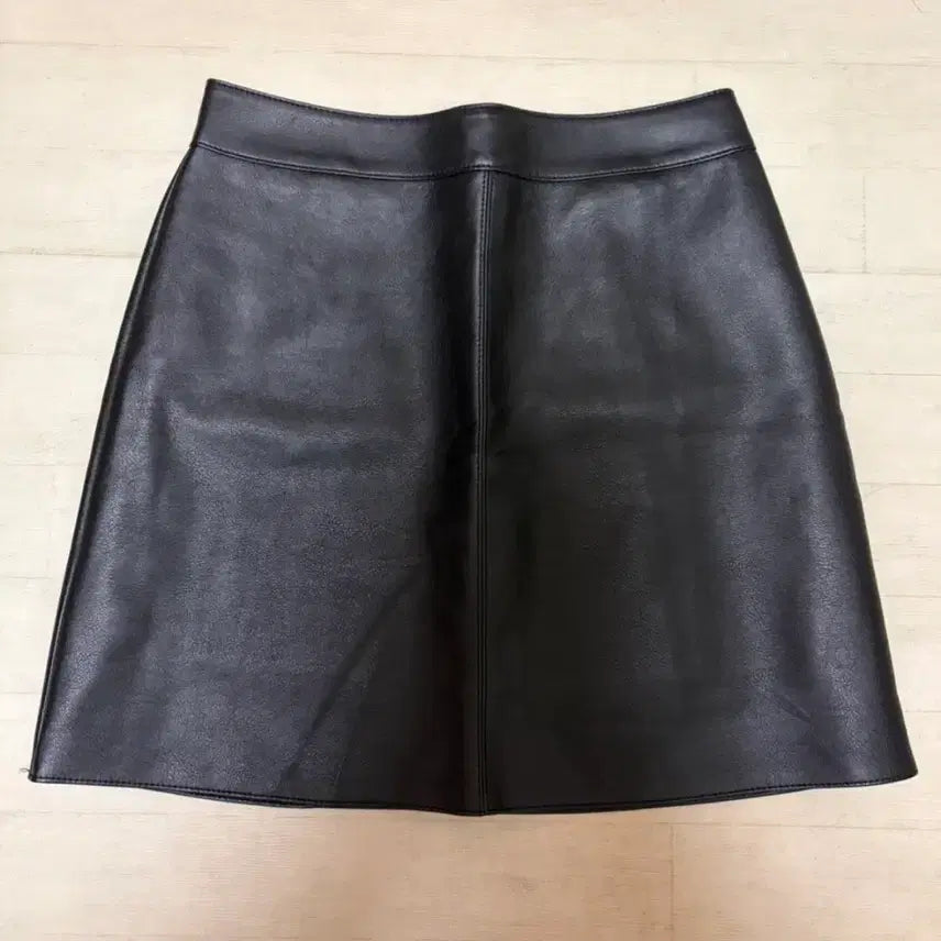 [BUNJANG] Black Leather Mini Skirt / 블랙 레더 가죽 미니 스커트