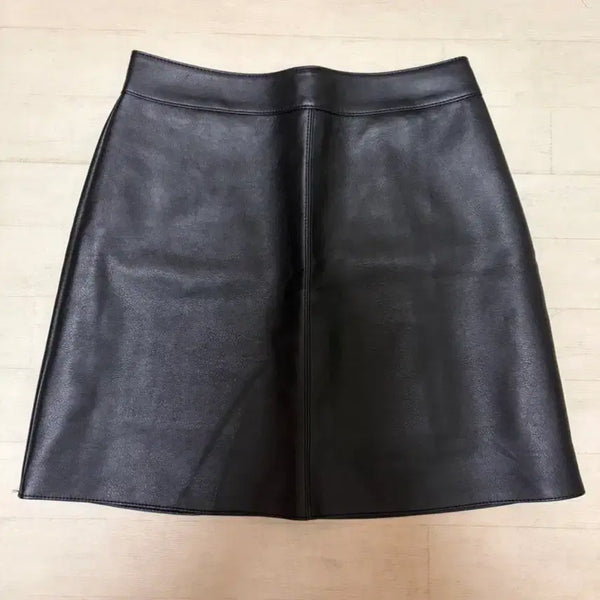 [BUNJANG] Black Leather Mini Skirt / 블랙 레더 가죽 미니 스커트