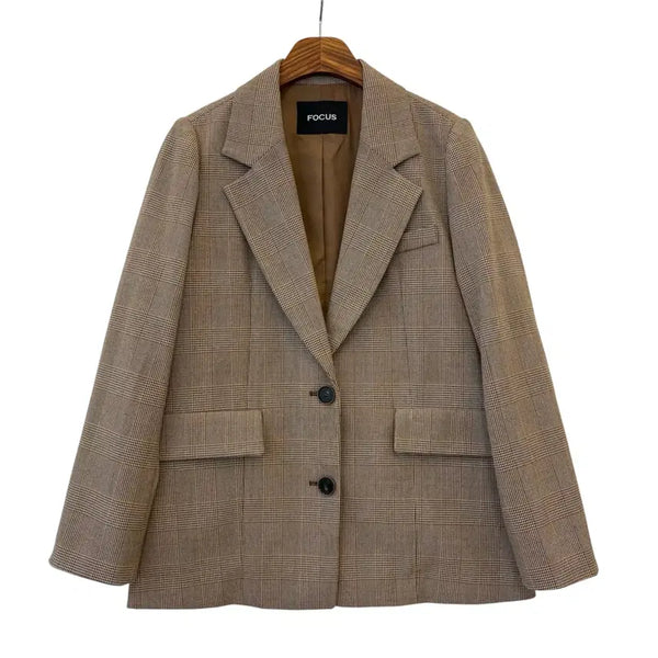 [BUNJANG] Focus Single Tailored Check Jacket Brown F / 포커스 싱글 테일러드 체크 자켓 브라운 F 정품