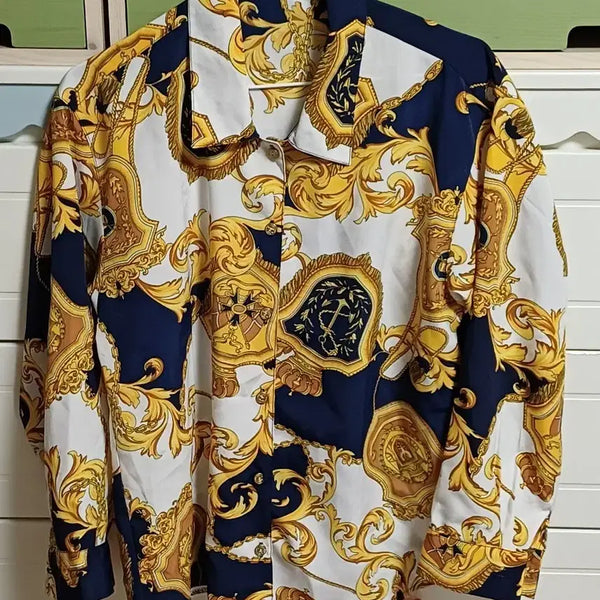 [BUNJANG] High-Quality Pattern Blouse (Size 66-77) / 66~77 고급 패턴 블라우스